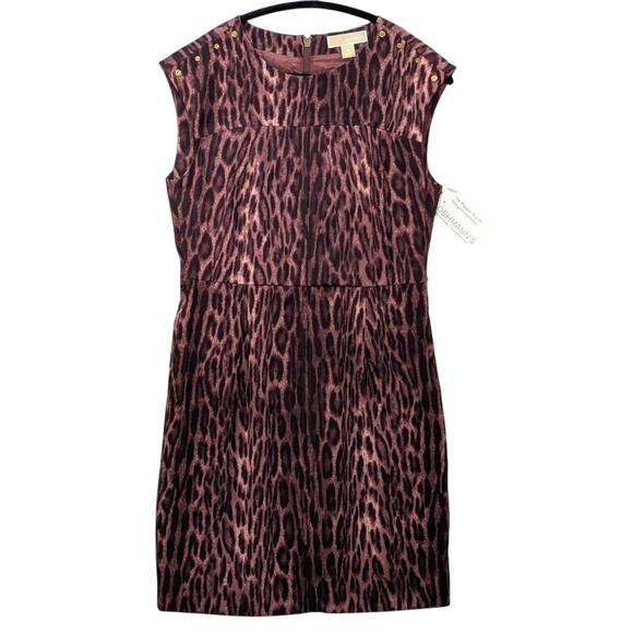 NWT Michael Kors Sheath Dress Purple Animal Print Knee Length Women’s Sz 8 - Picture 4 of 16